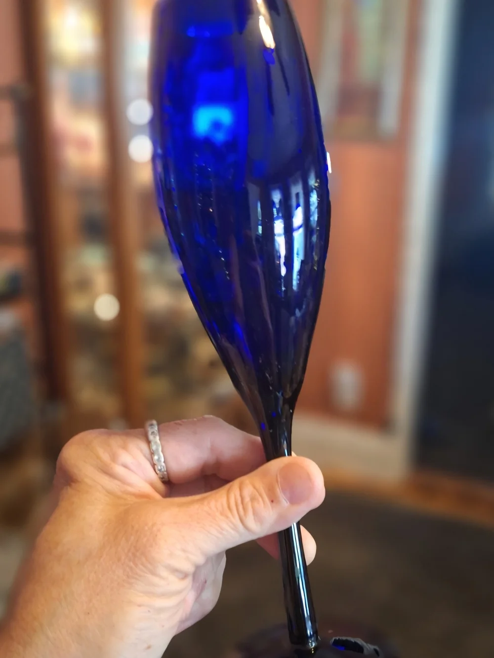 Elegant Vintage Libbey Cobalt Blue Champagne Flutes - Set of 2